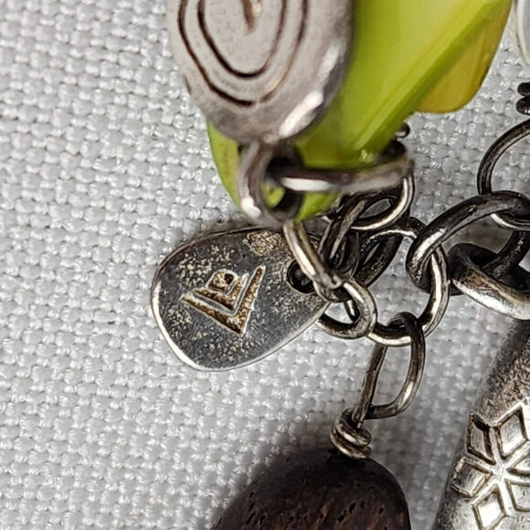 Silpada Green Sterling 925 Silver Coral Wood Leaf Shell Stretch Bracelet - Picture 6 of 6